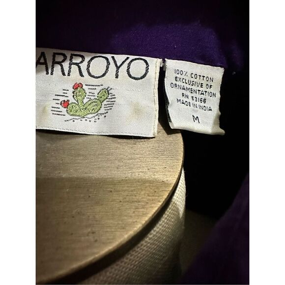 Vintage Arroyo Women’s Purple Embroidered Western Indian Button Up Shirt Size M - Picture 12 of 15